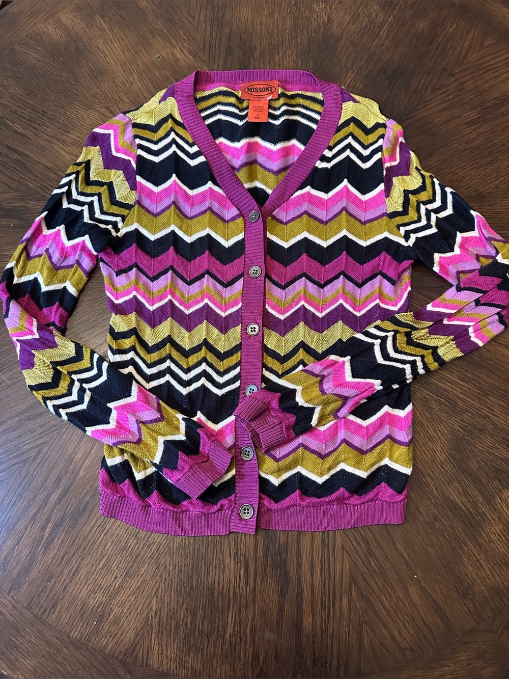 Missoni For Target Cardigan Sweater - Pink, Black, Gold SZ Small